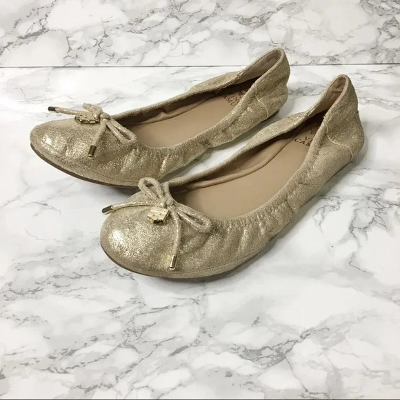 Vince Camuto Eryn Metallic Gold Ballet Flats - Picture 1 of 5
